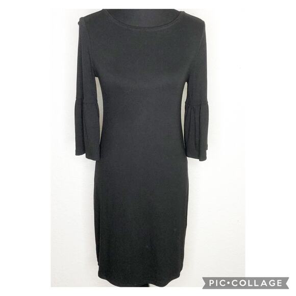 WHBM black bell sleeve cuff sheath dress size Extra Small - Picture 1 of 12